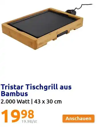 Tristar Tischgrill aus Bambus 2.000 Watt | 43x30 cm Angebot bei Action