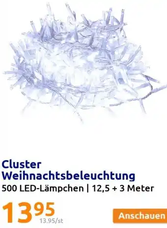 Action Cluster Weihnachtsbeleuchtung 500 LED Lämpchen | 12,5 + 3 Meter Angebot