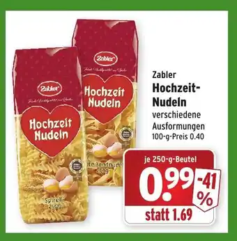 Wasgau Zabler Hochzeit Nudeln 250g Beutel Angebot