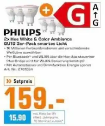 Saturn Philips 2x Hue White & Color Ambiance GU10 3er Pack smartes Licht Angebot