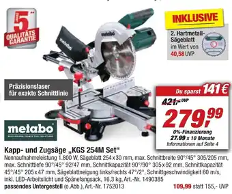 toom Baumarkt Metabo Kapp und Zugsäge ,,KGS 254M Set" Angebot