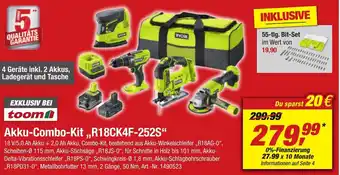 toom Baumarkt Ryobi Akku Combo Kit ,,R18CK4F-252S" Angebot