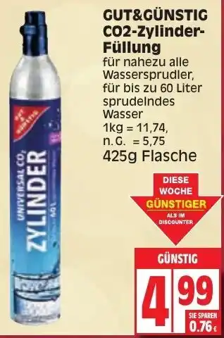 Edeka Gut & Günstig CO2 Zylinder Füllung 425g Flasche Angebot