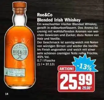 dodenhof Roe&co Blended Irish Whiskey 0,7L Angebot