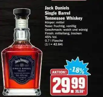 dodenhof Jack Daniels Single Barrel Tennessee Whiskey 0,7L Angebot