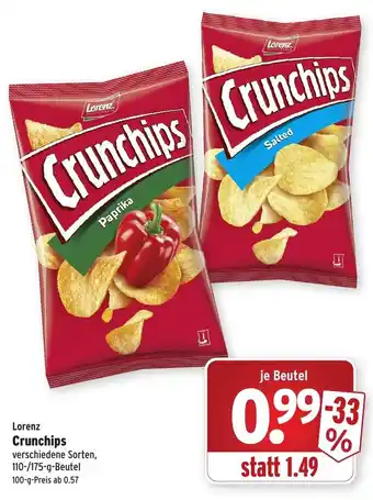 Wasgau Lorenz Crunchips 110-175 g Beutel Angebot