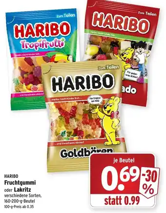 Wasgau Haribo Fruchtgummi oder Lakritz 160-200g Beutel Angebot