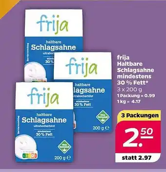 NETTO Frija haltbare schlagsahne mindestens 30 % fett Angebot