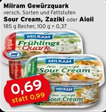 CAP Markt Milram Gewürzquark, Sour Cream, Zaziki oder Aioli 185g Becher Angebot