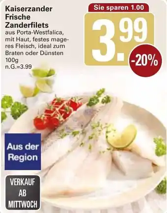 WEZ Kaiserzander Frische Zanderfilets 100 g Angebot