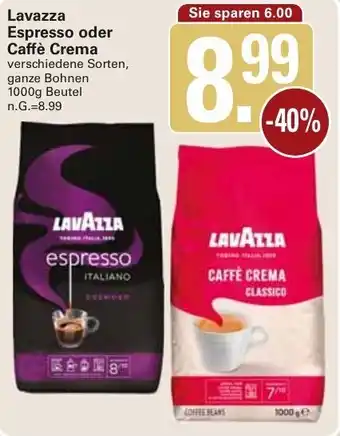 WEZ Lavazza Expresso oder Caffè Crema 1000 Beutel Angebot