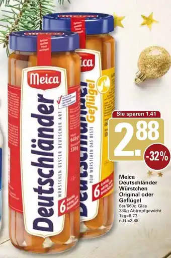 WEZ Meica Deutschländer Würstchen Original oder Geflügel 6er/660 g Glas 330 g Abtropfgewicht Angebot