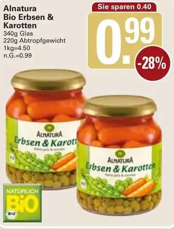 WEZ Alnatura Bio Erbsen & Karotten 340 g Glas Angebot