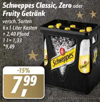 Simmel Schweppes Classic, Zero oder Fruity Getränk 6x1 Liter Kasten Angebot