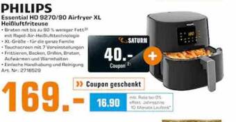 Saturn Philips essential hd 9270-90 airfryer xl heißluftfritteuse Angebot