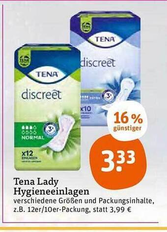 tegut Tena lady hygieneeinlagen Angebot