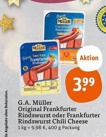 tegut G.a. müller original frankfurter rindswurst oder frankfurter rindswurst chili cheese Angebot