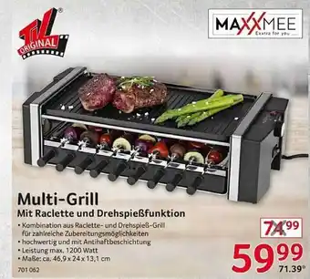 Selgros Maxxmee multi-grill mit raclette und drehspießfunktion Angebot