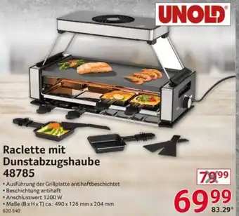 Selgros Unold Raclette mit Dunstabzugshaube 48785 Angebot