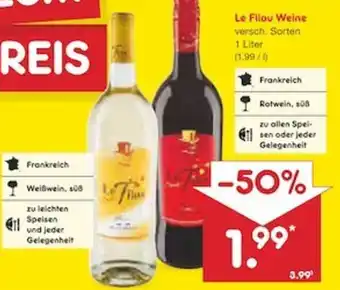 Netto Marken-Discount Le Filou Weine 1 Liter Angebot