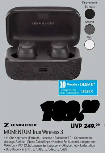 MEDIMAX Sennheiser Momentum True Wireless 3 Angebot