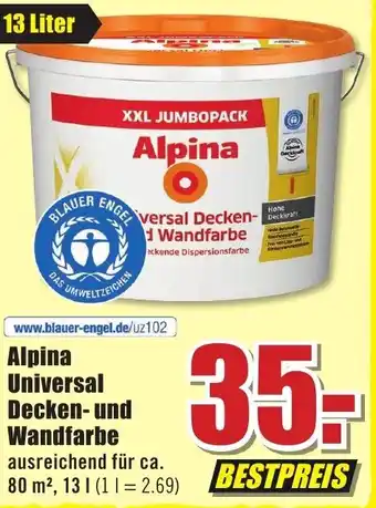 B1 Discount Baumarkt Alpina Universal Decken und Wandfarbe Angebot