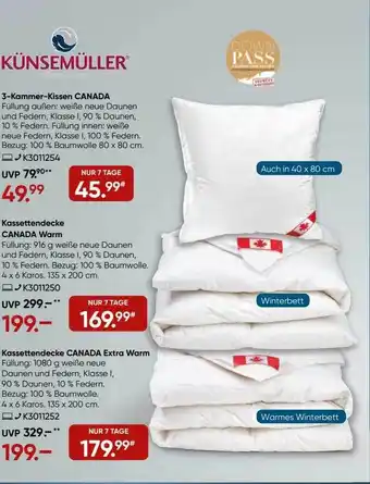 Galeria Künsemüller 3-kammer-kissen canada oder kassettendecke canada warm oder extra warm Angebot