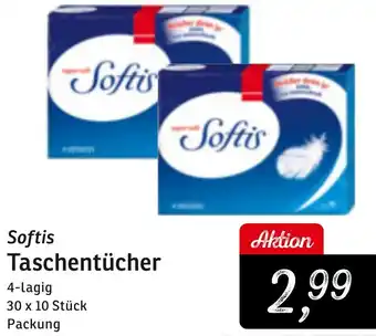 KONSUM Softis Taschentücher 4-lagig, 30x10 Stück Packung Angebot