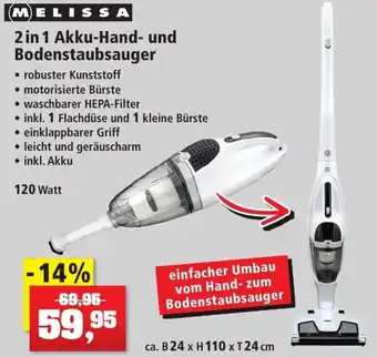 Thomas Philipps Melissa 2in1 Akku Hand und Bodenstaubsauger 120 Watt Angebot