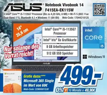 Expert Asus Notebook Vivobook 14 F415EA-EK115W Angebot