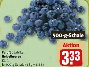 REWE Peru/Südafrika Heidelbeeren 500 g Schale Angebot