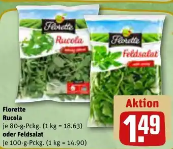 REWE Florette Rucola 80 g Pckg. oder Feldsalat 100 g Pckg. Angebot