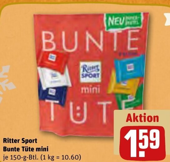 Ritter Sport Bunte Tüte mini 150 g Btl. Angebot bei REWE