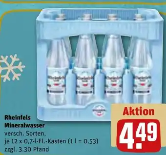 REWE Rheinfels Mineralwasser 12 x 0,7 l Fl.-Kasten Angebot