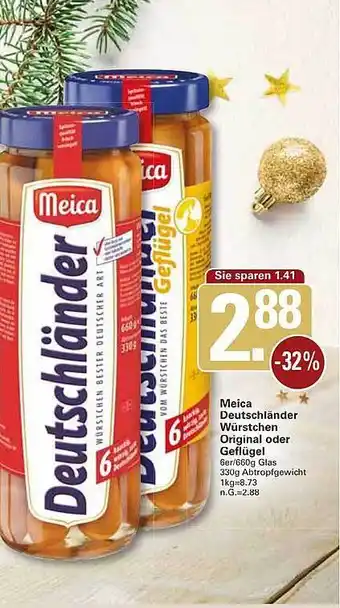 WEZ Meica deutschlander würstchen original oder geflügel Angebot