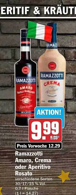 AEZ Ramazzotti amaro, crema oder aperitivo rosato Angebot