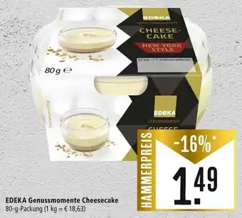 Marktkauf Edeka Genussmomente Cheesecake 80 g Packung Angebot