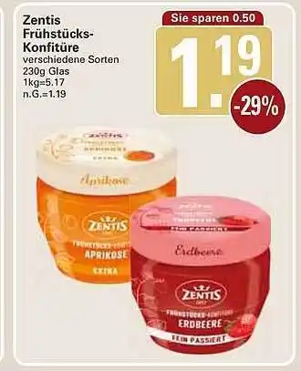 WEZ Zentis frühstücks konfitüre Angebot