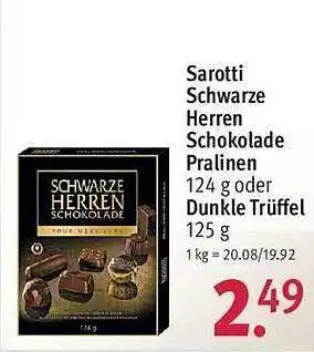 Rossmann Sarotti schwarze herren schokolade pralinen oder dunkle trüffel Angebot