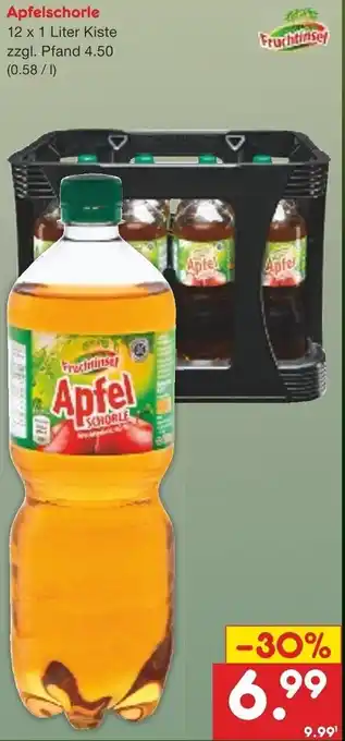 Netto Getränke Discount Apfelschorle 12x1 Liter Kiste Angebot