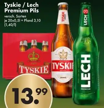 Trink und Spare Tyskie/Lech Premium Pils 20x0,5 L Angebot