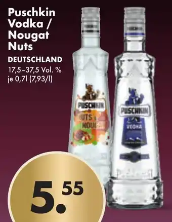 Trink und Spare Puschkin Vodka/Nougat Nuts 0,7 L Angebot