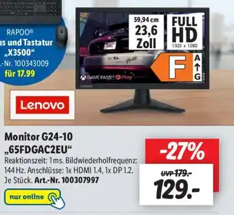 Lidl Lenovo Monitor G24-10 ,,65FDGAC2EU" Angebot