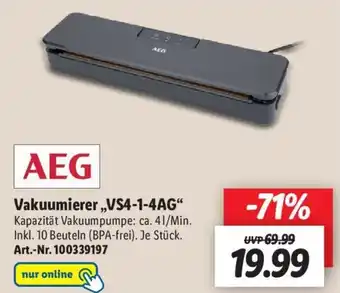 Lidl AEG Vakuumierer VS4-1-4AG Angebot