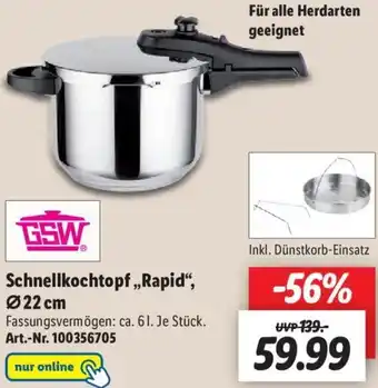 Lidl GSW Schnellkochtopf Rapid, ø 22 cm Angebot