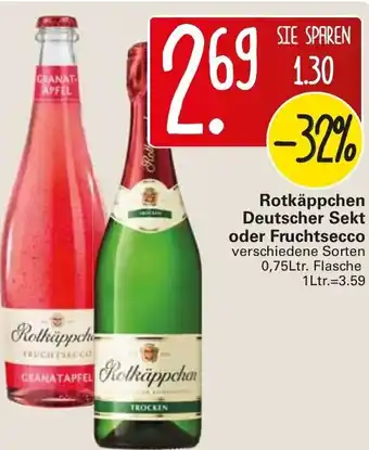 WEZ Rotkäppchen Deutscher Sekt oder Fruchtsecco 0,75L Angebot