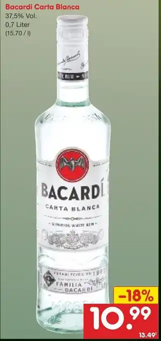 Netto Marken-Discount Bacardi Carta Blanca 0,7 Liter Angebot