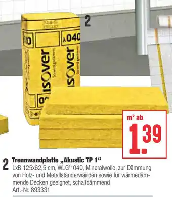 Hellweg Trennwandplatte Akustic TP 1 Angebot