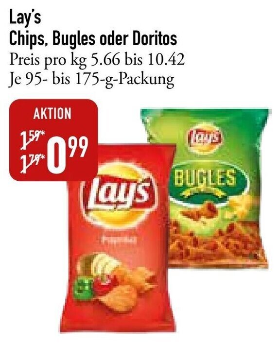 Lay's Chips, Bugles oder Doritos 95175 g Packung Angebot bei Galeria