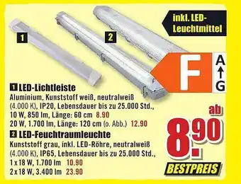 B1 Discount Baumarkt Led-lichtleise oder led-feuchtraumleuchte Angebot